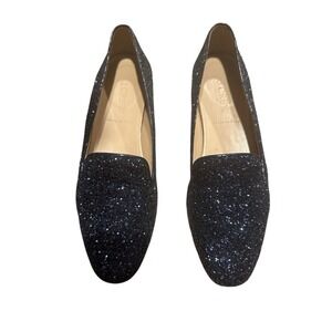 J Crew Blue Glitter Leather Loafers Woman's Size 6.5 Loafers